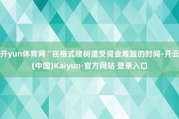 开yun体育网　　“在格式建树遭受资金难题的时间-开云(中国)Kaiyun·官方网站 登录入口